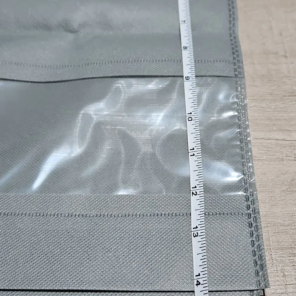 Gray Drawstring Bags with Clear Window For Shoe Storage. 2 Sizes - 8 Total Bags